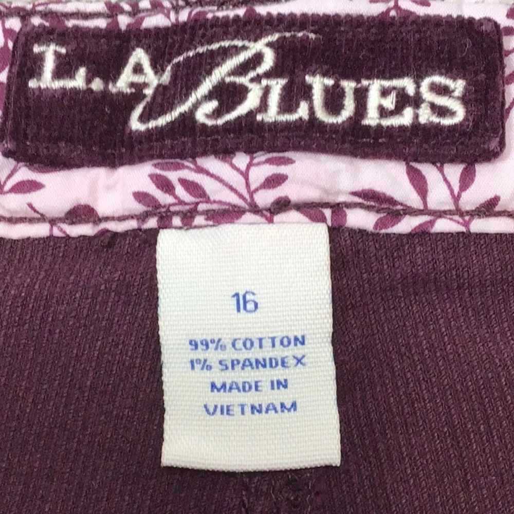 VTG L.A. Blues Purple Corduroy Wide Straight Leg 5 Pocket Jeans Sz.16 - Picture 6 of 12